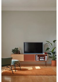 Yoko téglavörös TV-állvány tölgyfa dekorral - Teulat