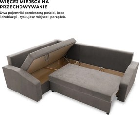 Grande Plus sarokkanapé, baloldali, szövet anyag, szürke