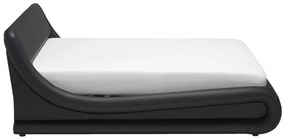 Fekete műbőr ágyneműtartós franciaágy 180 x 200 cm AVIGNON Beliani