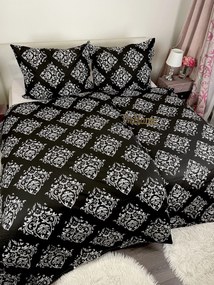 Pamut lepedők Ornament fekete TiaHome - 1x Párna 90x70cm, 1x Paplan 140x200cm