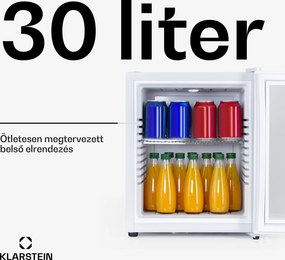 Klarstein Brooklyn 32, mini hűtőszekrény, üvegajtó, LED világítás, polcok