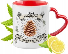 Eliza Piros Bögre Szív Alakú Füllel Ajándék Nyomtatott