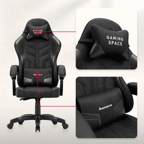 Gamer szék, forgó, ergonómikus, fekete