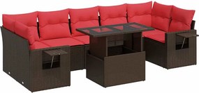 vidaXL 8 részes barna polyrattan akácfa kerti ülőgarnitúra párnákkal