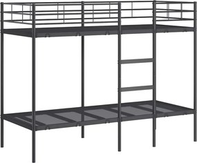 vidaXL fekete acél emeletes ágy matrac nélkül 80 x 200 cm