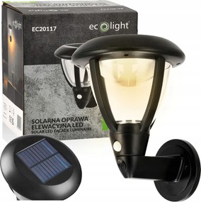 Homlokzati napelemes lámpa LED-es mozgás- és alkonyérzékelővel IP44