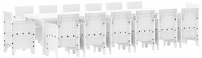 vidaXL Kert étkező szett 15 pcs Fehér Polt rattan