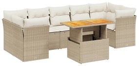 8 részes bézs polyrattan kerti ülőgarnitúra párnával