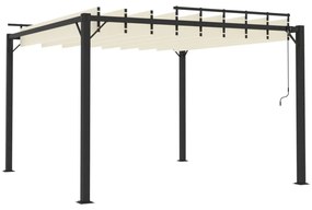 krémszínű szövet és alumínium pavilon lamellás tetővel 3 x 3 m