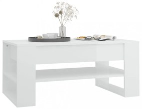 magasfényű fehér szerelt fa dohányzóasztal 102x55x45 cm