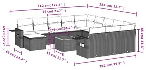 13 részes bézs polyrattan kerti ülőgarnitúra párnákkal