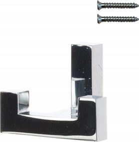 Fali törölközőtartó fürdőszoba króm akasztó dupla négyzet