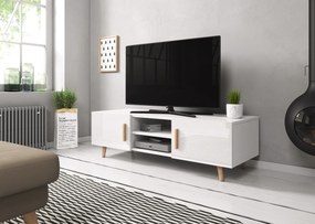 TV asztal/Szekrény Santos 2 (fehér fényes + matt fehér). 780491