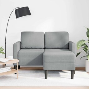 világosszürke anyagból 2 üléses kanapé L-alakú kanapéval 125 cm