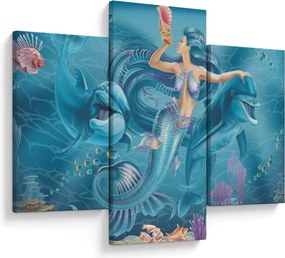 Kép - Sellő delfinekkel (90x60 cm)