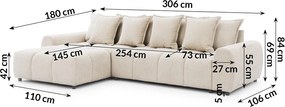 Bézs sarokkanapé (bal oldali-heverő résszel) Albane – Ropez
