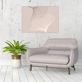 Üveg kép - Bézs színű levelek N⁰2 (70x50 cm)