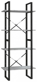 4 szintes szürke sonoma szerelt fa könyvszekrény 60x30x140 cm