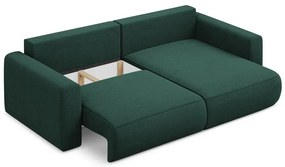 Zöld kinyitható-tárolóhelyes sarokkanapé (jobb oldali-heverő résszel) Kapua – Makamii