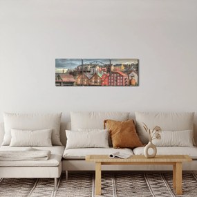 Kép - házak a folyó mellett (órával) (90x30 cm)