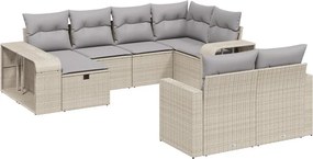 vidaXL 10 részes bézs polyrattan kerti ülőgarnitúra párnával