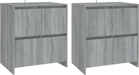 vidaXL 2 db szürke-sonoma színű forgácslap tálalószekrény 70x41x75 cm