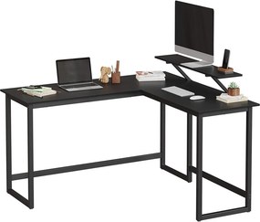 Sarok íróasztal monitor állvánnyal, fekete 140x130x92cm