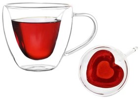 Dupla falĂș hĆtartĂł 2 db-os pohĂĄr szett szĂv alakĂș belsĆvel, 250 ml