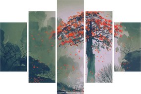 Egy magányos vörös fa képe (150x105 cm)