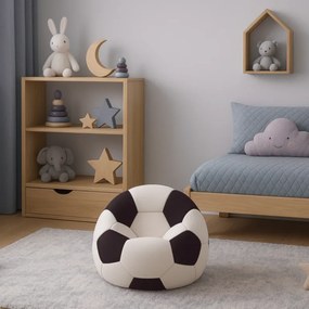 EMI focilabda mintás fehér-fekete műbőr babzsákfotel