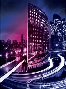 Flizelin fotótapéta Éjszakai város Fény panoráma Neon 206x275 +ragasztó