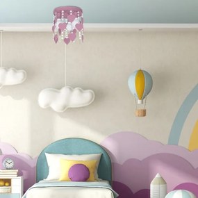 Gyerek mennyezeti lámpa ELZA hearts 3xE27/60W/230V rózsszín