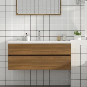 Barna tölgyszínű szerelt fa mosdószekrény 100 x 38,5 x 45 cm