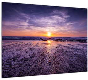 Tengerparti kép - naplemente (üvegen) (70x50 cm)