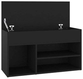 fekete szerelt fa cipőtároló pad 80 x 30 x 45 cm