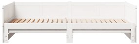 Kihúzható Nappali Ágy Fehér 90x200 cm Tömör Fa Fenyő