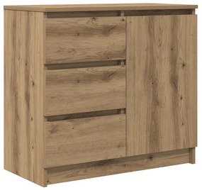 kézműves tölgy szerelt fa tálalószekrény fiókos 71x35x65 cm