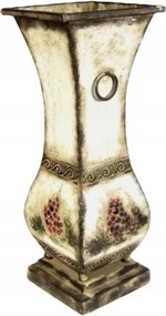 Krémszínű váza 37cm magas és 18cm széles, Díszítéssel