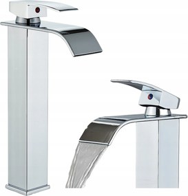 Fürdőszobai Akkumulátor Álló Mosdó Vízesés Magas Csaptelep Sárgaréz Króm