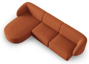 Terrakotta színű zsenília sarokkanapé (bal oldali-heverő résszel) Paolo – Milo Casa