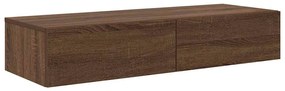 Falipolc fiókokkal barna tölgy 100x36x19 cm műszaki fa