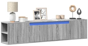 szürke sonoma színű fali TV-szekrény LED-del 180 x 31 x 39,5 cm