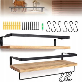 2X Lebegő Fali Polcok, Fali Könyvespolc, Konyhai Fűszertartó Állvány