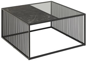 Fekete dohányzóasztal üveg asztallappal 80x80 cm Strington – Actona