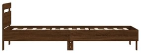 barna tölgy színű fejtámlás ágykeret matrac nélkül 100 x 200 cm