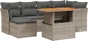 vidaXL 7 részes szürke polyrattan kerti ülőgarnitúra párnákkal