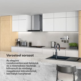 Klarstein Verosteel páraelszívó 60 cm, Elegáns, minimalista, erőteljes, A++ energiaosztály, 881,6 m³/h