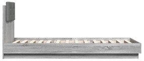 szürke sonoma színű szerelt fa ágykeret fejtámlával 90 x 200 cm