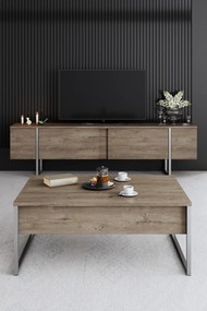 Dohányzóasztal Luxe - Walnut, Silver
