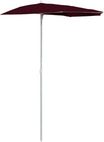 vidaXL bordó félköríves napernyő rúddal 180 x 90 cm